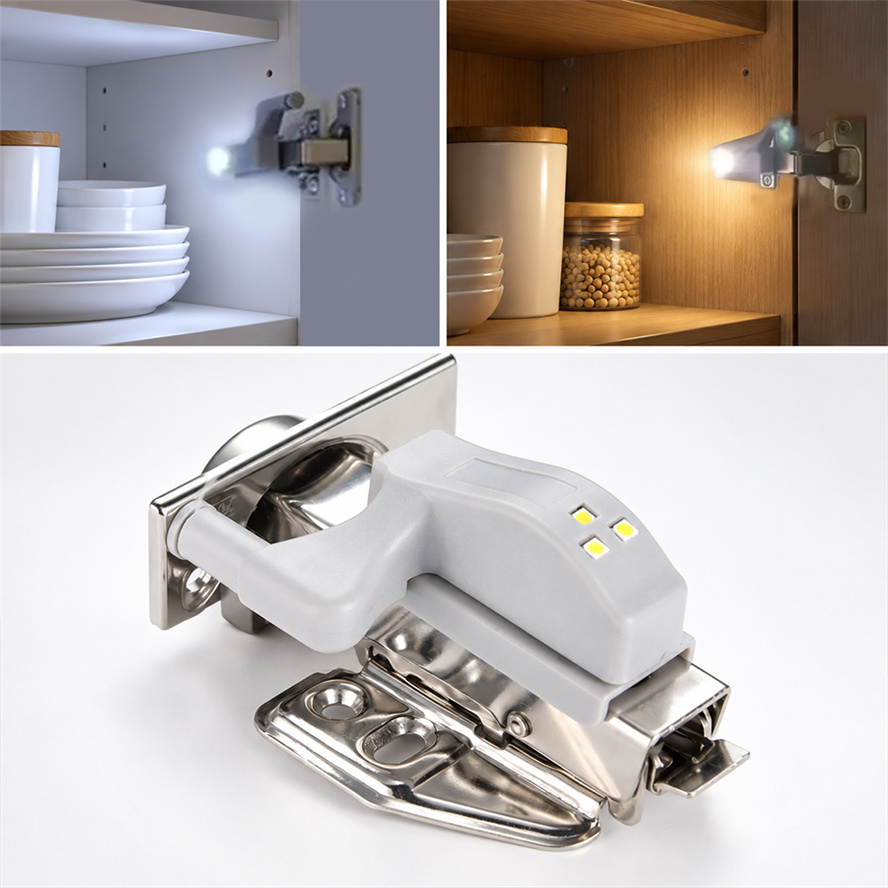 Cabinet Hinges - 10個入り LED内蔵ヒンジライト、ワードローブ、キャビネット、センサー付き、ナイトライト、キッチン、寝室、食器棚、クローゼット、引き出し用、間接照明
