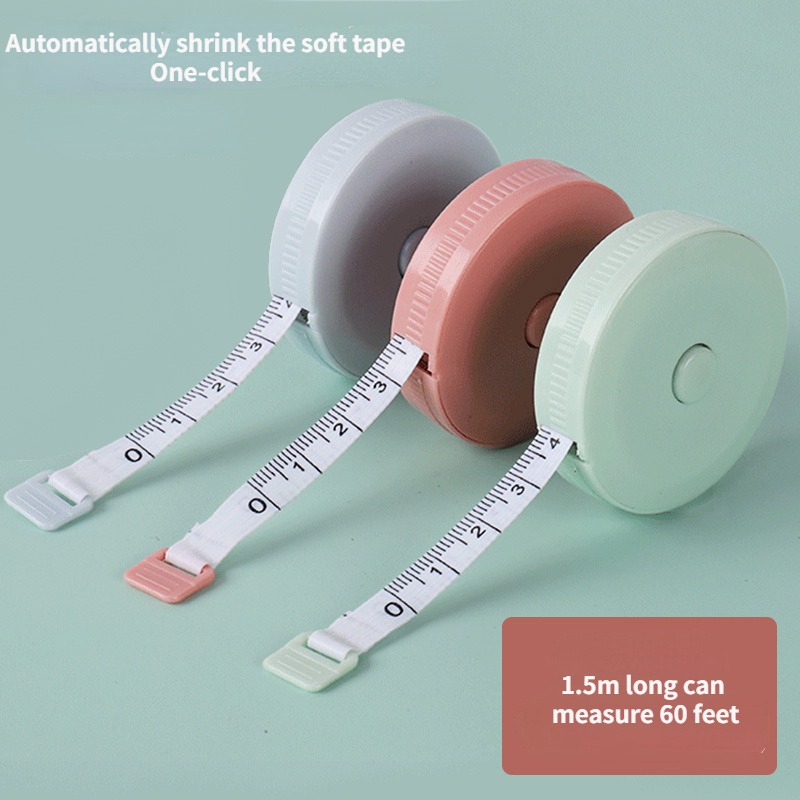 Tape Measure - 1/3個入り、人体測定用円形メジャー。携帯に便利なスプリング式で、測定範囲は長さ59.05インチ。