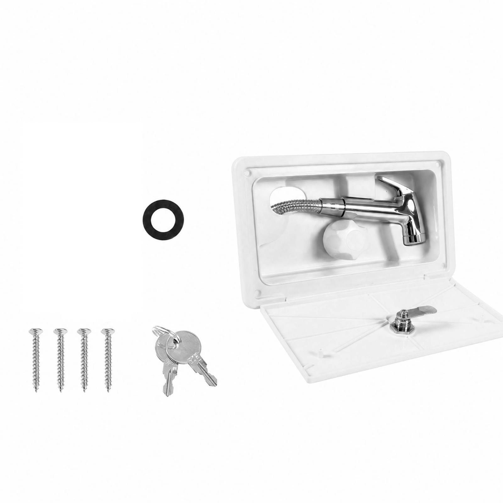 Faucet - RV用シャワーボックス。可動式のカバー付きで、持ち運び可能なキャンプ用シャワーユニット。プラスチック製の屋外用蛇口と、温水・冷水混合機能付き。トレーラーにも使用可能。