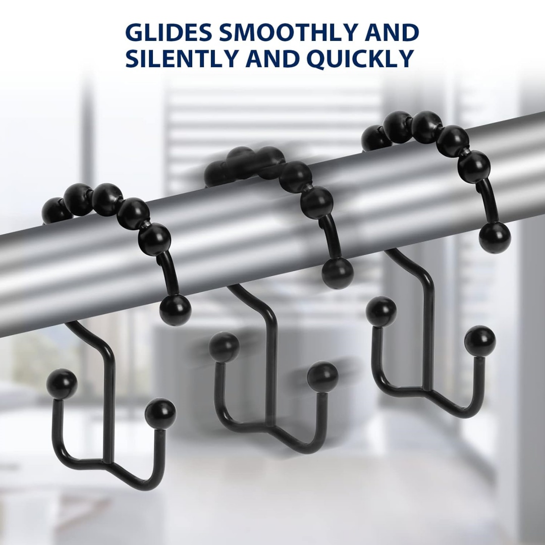 シャワーカーテンフック、頑丈なステンレス製両面シャワーフック - Curtain Rods のレビューと価格