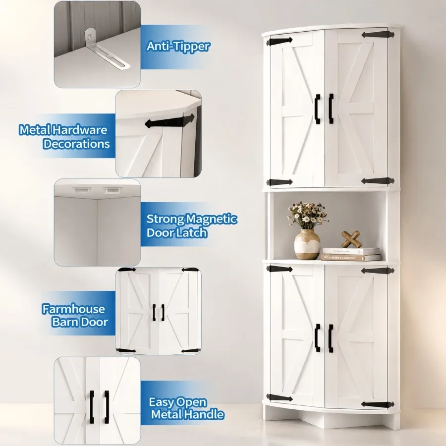 64.8インチの高さの、扉付きのキッチン用コーナーキャビネッ - Cabinet Hinges のレビューと価格