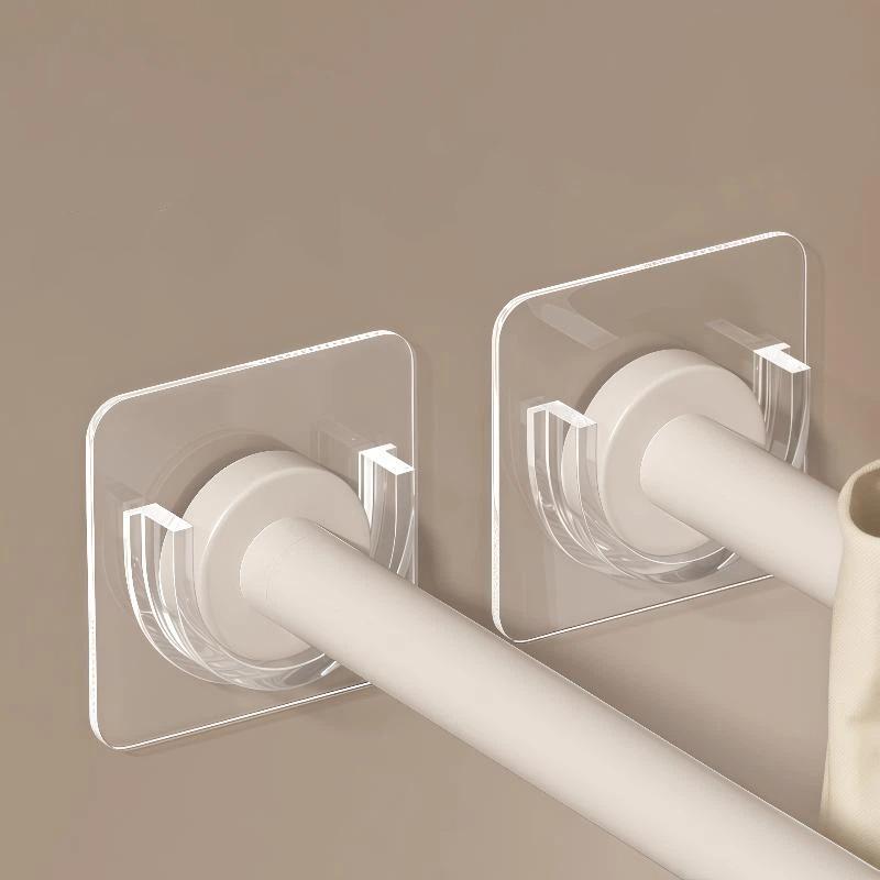 N$ 4個入り 透明粘着式カーテンロッド用ブラケット。穴あけ - Curtain Rods のレビューと価格