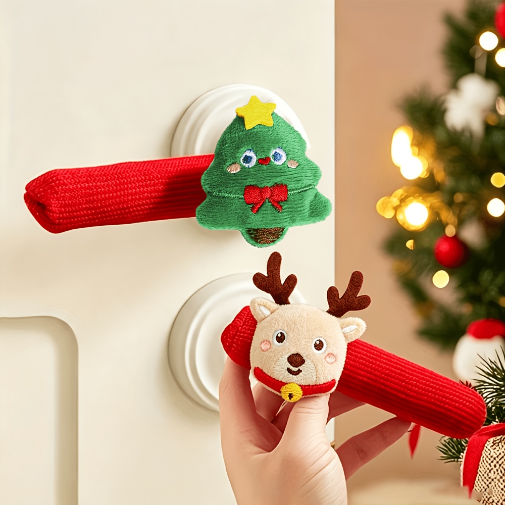 クリスマス柄のドアノブカバー4個セット。ベルと取り外し可能な - Door Handle のレビューと価格